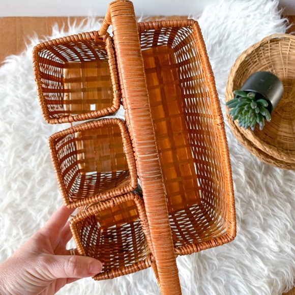 Boho Silverware Picnic Utensil Divided Basket - Picture 2 of 8